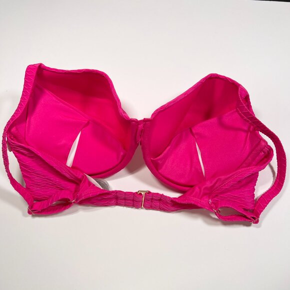 Victoria Secret 32C S TWIST FRONT Push Up Bikini Top Bottom Set Textured Pink - Picture 7 of 14